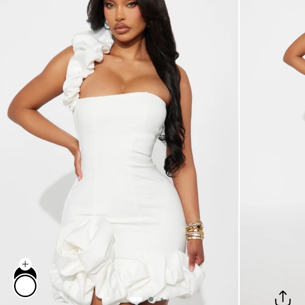 White One-Shoulder Ruffle Hem Bodycon Dress